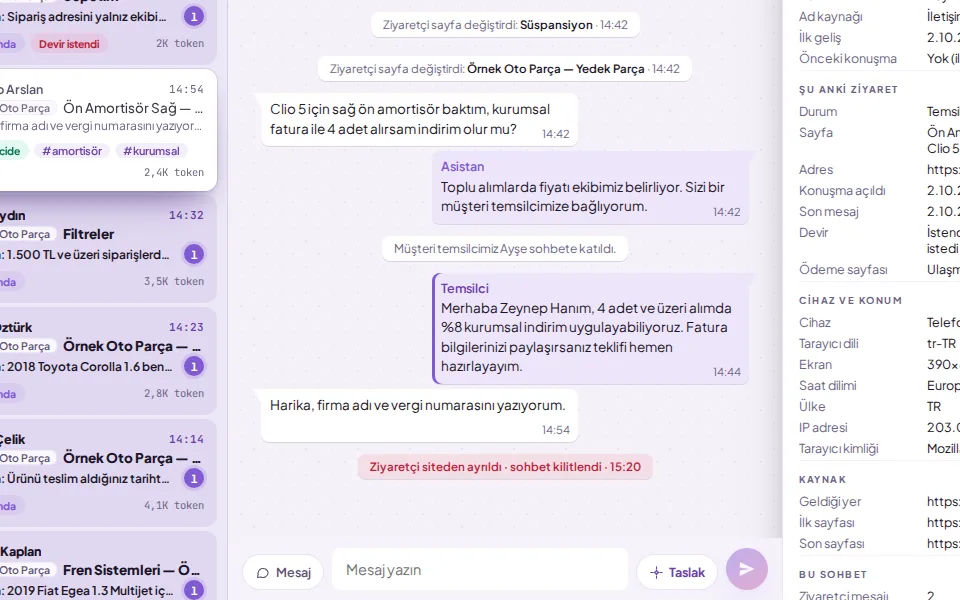 Hazır cevap kullanmak (demo verisiyle)