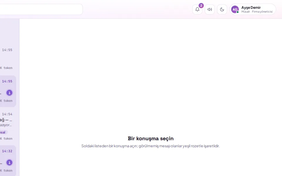 Müsait ve meşgul durumu (demo verisiyle)