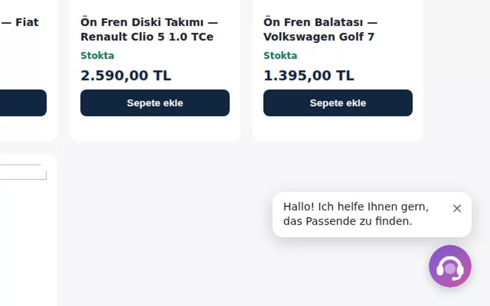 Sitede balonun yanında görünen davet metni (demo verisiyle)